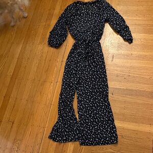 Madewell Black and White Floral Jumpsuit